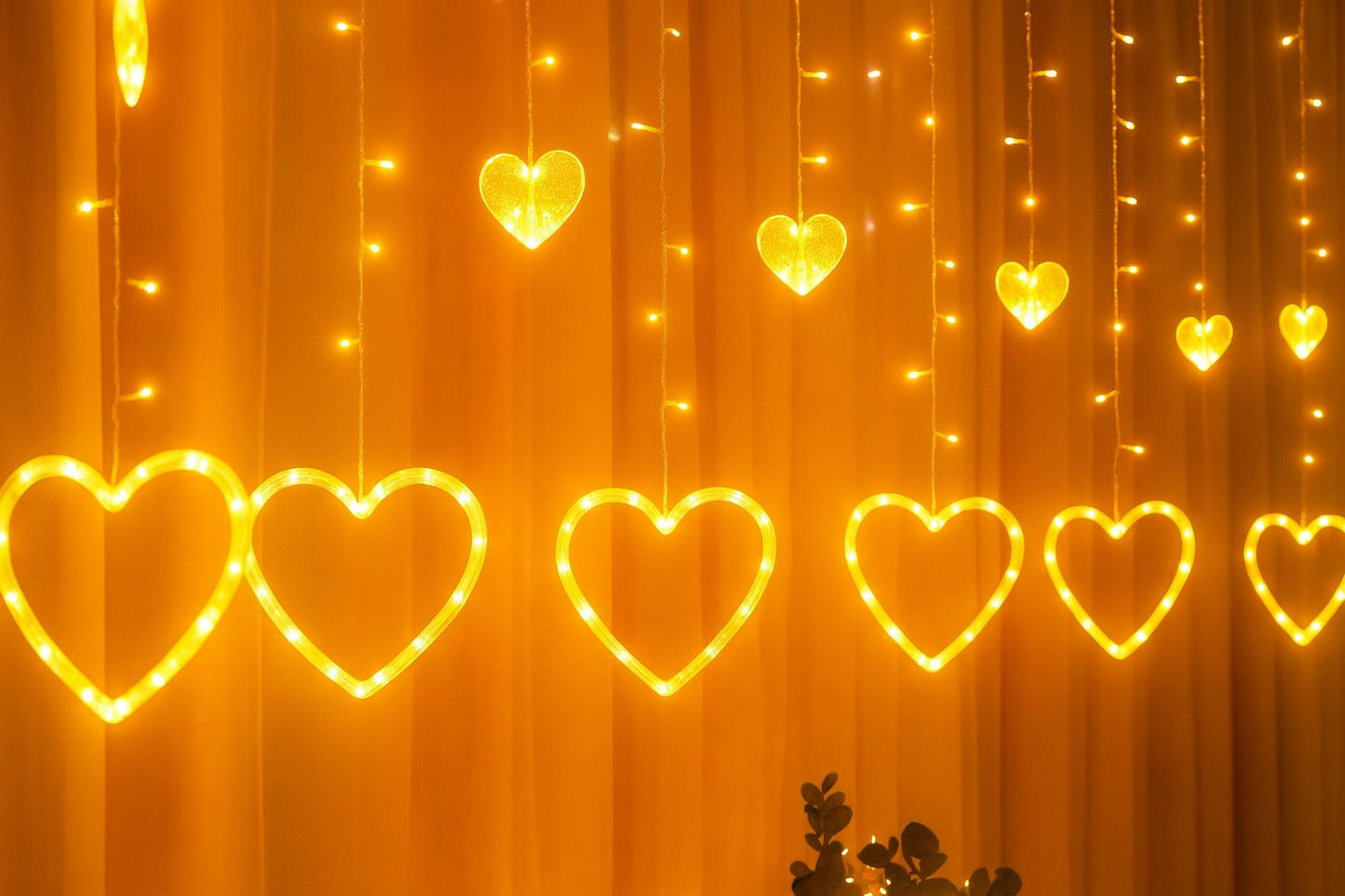 Heart-Shaped LED Curtain Lights Fairy Lights String Lights
