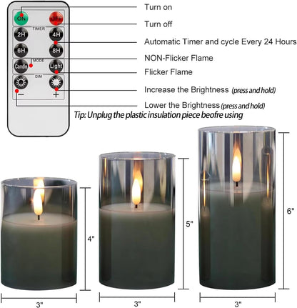 LED Flameless Candles - Pack of 3