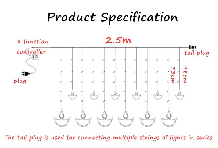 Diya LED Curtain String Lights Series Lamps 1 set